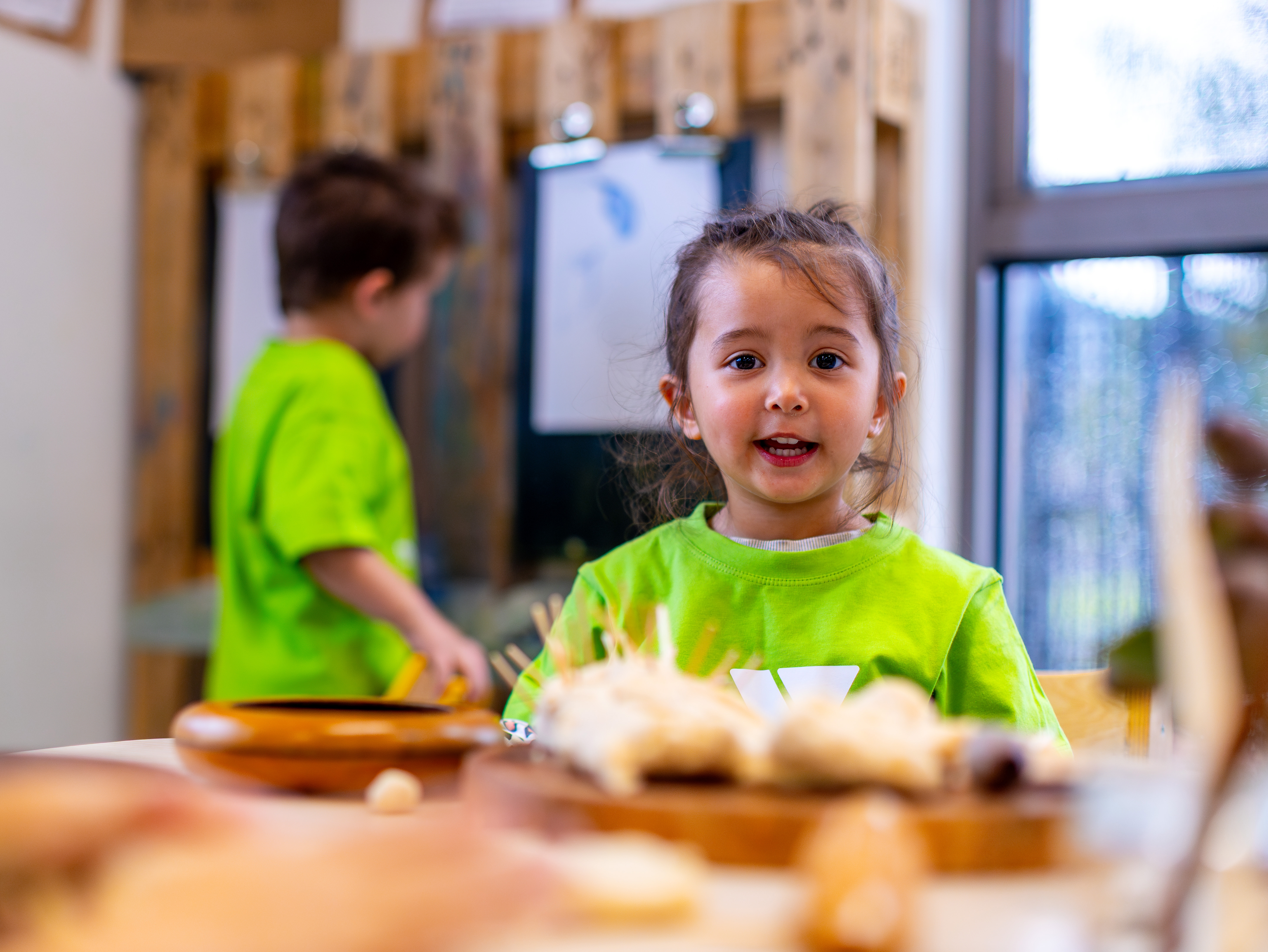 Kindergarten child smiling